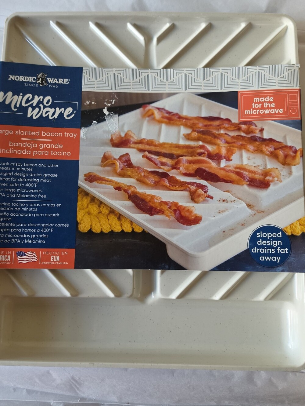 Nordic Ware Microwave Large Slanted Bacon Tray Food Defroster New Made in USA